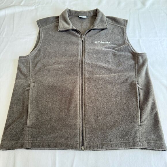 COLUMBIA Men's Gray Fleece Zip Front Vest - Picture 1 of 7